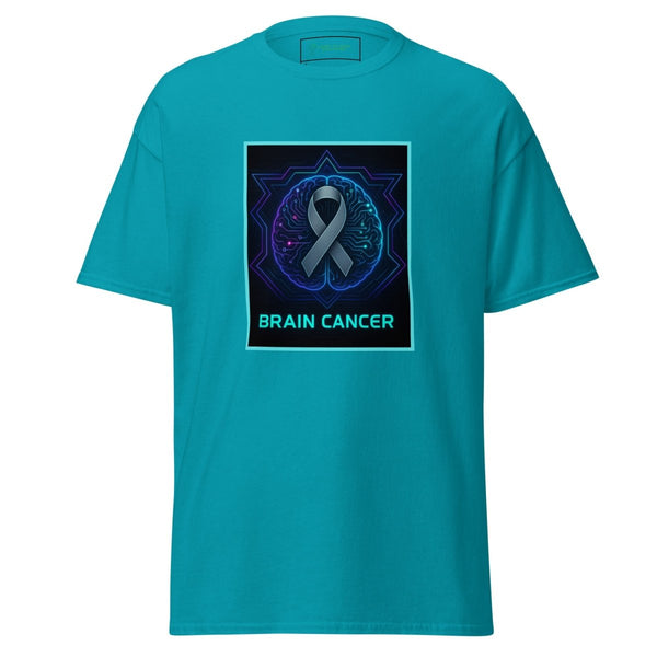 Brain Cancer Neon Brain Tee - JohnVsGBMTropical BlueS