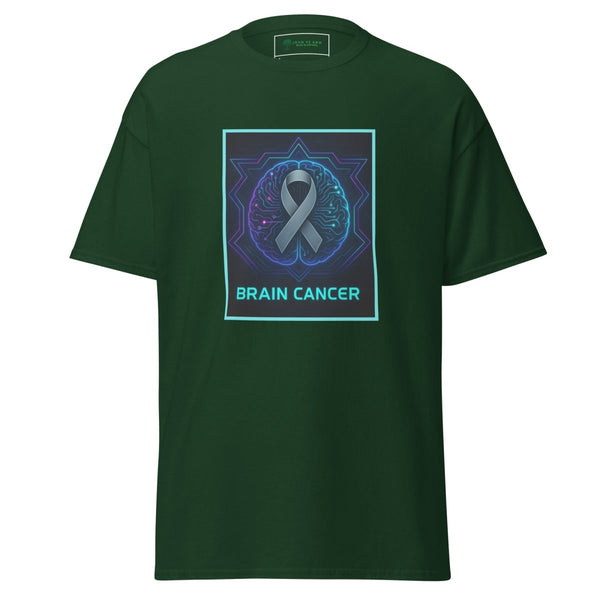 Brain Cancer Neon Brain Tee - JohnVsGBMForest GreenS