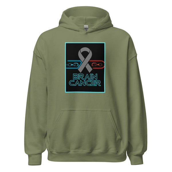 Brain Cancer Neon Duel Hoodie - JohnVsGBMMilitary GreenS