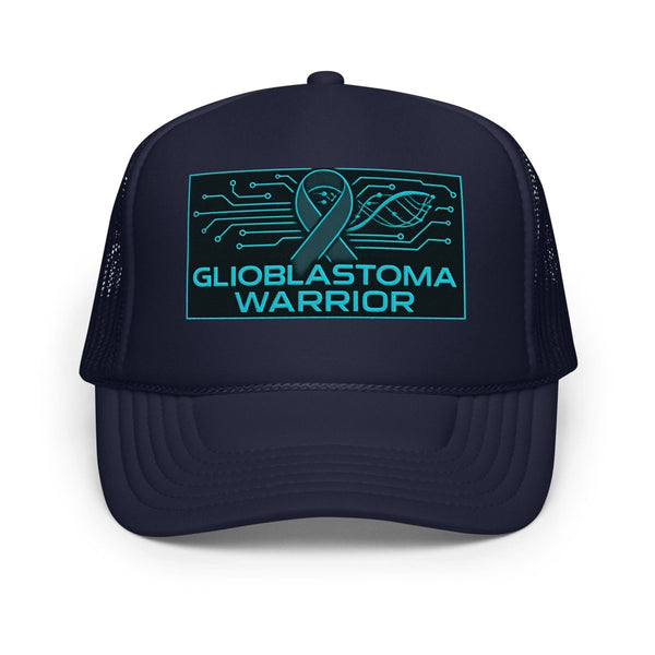 Brain Cancer Neon GBM Warrior Trucker Hat - JohnVsGBMNavy