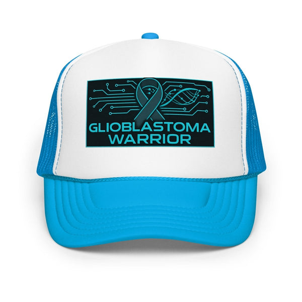 Brain Cancer Neon GBM Warrior Trucker Hat - JohnVsGBMBlue / White / Blue