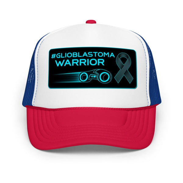 Brain Cancer Neon Glioblastoma Trucker Hat - JohnVsGBMWhite / Royal / Red