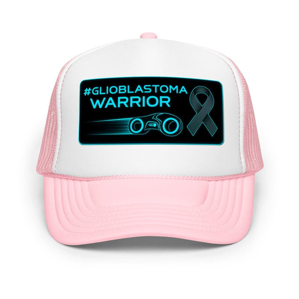Brain Cancer Neon Glioblastoma Trucker Hat - JohnVsGBMLight Pink / White / Light Pink