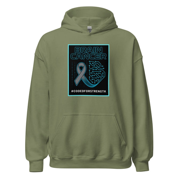 Brain Cancer Neon Hashtag Hoodie - JohnVsGBMMilitary GreenS