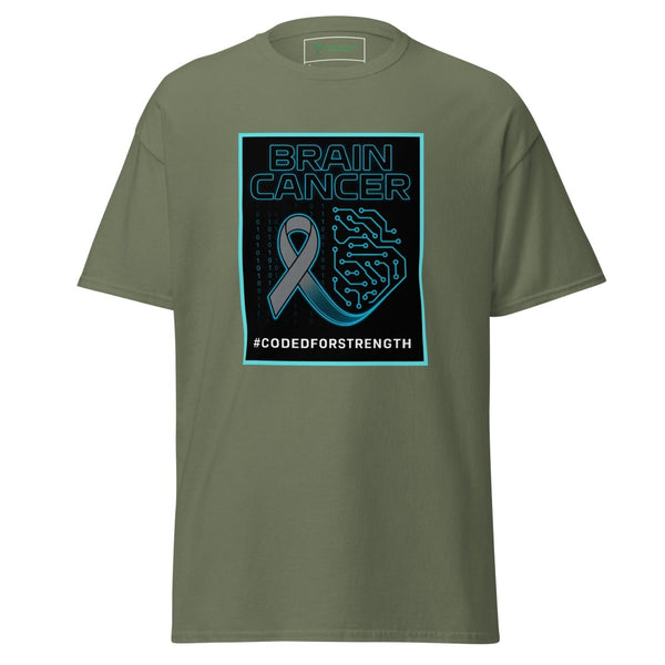Brain Cancer Neon Hashtag Tee - JohnVsGBMMilitary GreenS