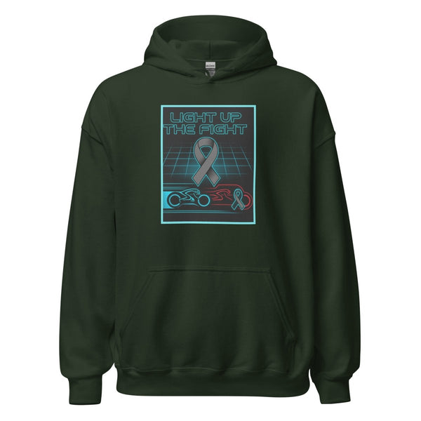 Brain Cancer Neon Light Up Hoodie - JohnVsGBMForest GreenS