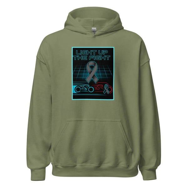 Brain Cancer Neon Light Up Hoodie - JohnVsGBMMilitary GreenS
