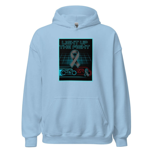 Brain Cancer Neon Light Up Hoodie - JohnVsGBMLight BlueS