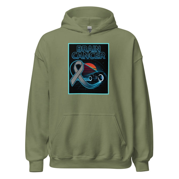 Brain Cancer Neon Moon Hoodie - JohnVsGBMMilitary GreenS