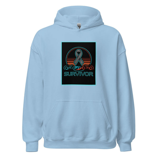 Brain Cancer Neon Retro Hoodie - JohnVsGBMLight BlueS