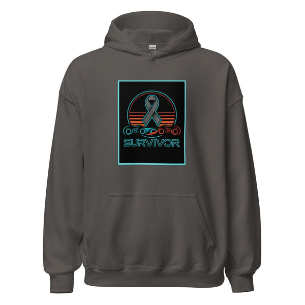 Brain Cancer Neon Retro Hoodie - JohnVsGBMCharcoalS