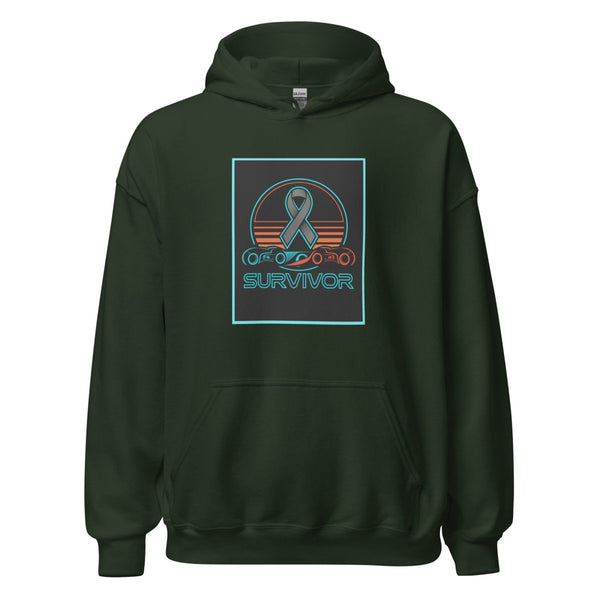 Brain Cancer Neon Retro Hoodie - JohnVsGBMForest GreenS