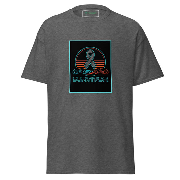 Brain Cancer Neon Retro Tee - JohnVsGBMDark HeatherS