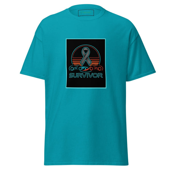 Brain Cancer Neon Retro Tee - JohnVsGBMTropical BlueS