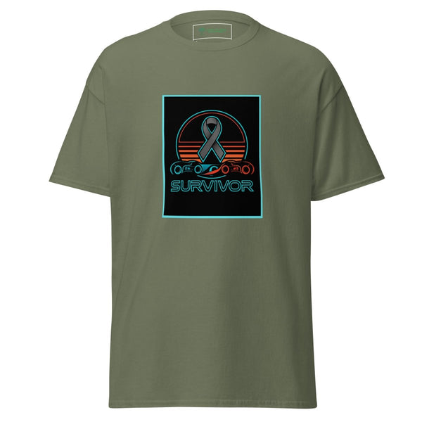 Brain Cancer Neon Retro Tee - JohnVsGBMMilitary GreenS