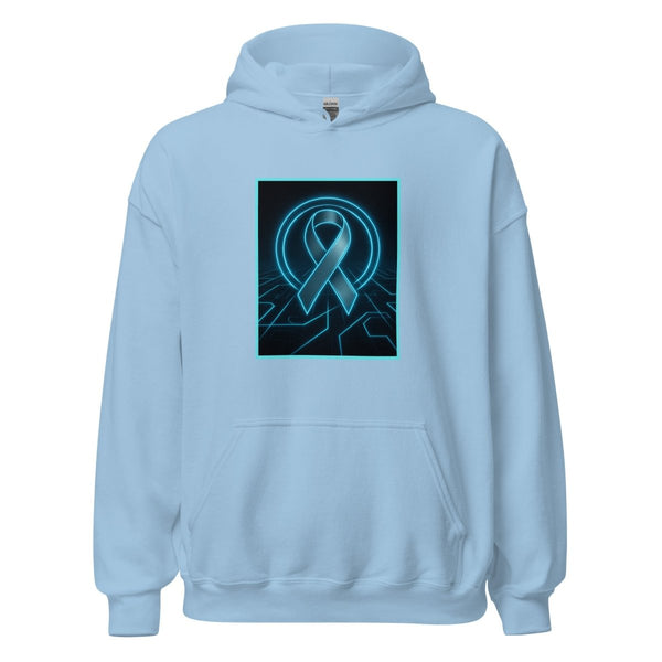 Brain Cancer Neon Ribbon Hoodie - JohnVsGBMLight BlueS