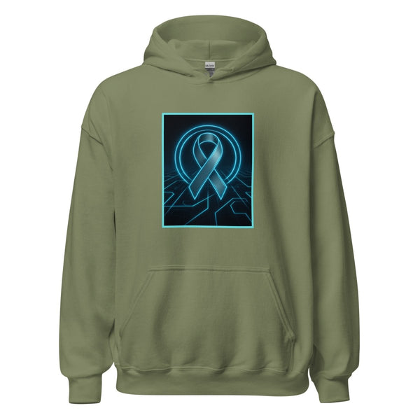 Brain Cancer Neon Ribbon Hoodie - JohnVsGBMMilitary GreenS