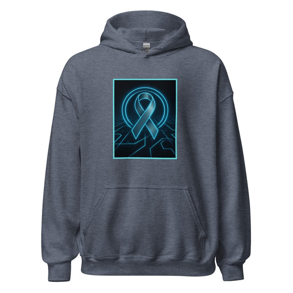 Brain Cancer Neon Ribbon Hoodie - JohnVsGBMHeather Sport Dark NavyS