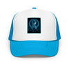 Brain Cancer Neon Ribbon Trucker Hat - JohnVsGBMBlue / White / Blue