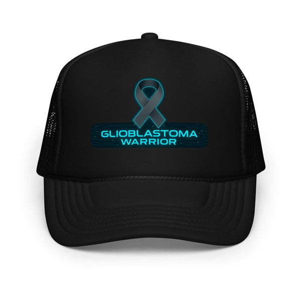 Brain Cancer Neon Ribbon Warrior Trucker Hat - JohnVsGBMBlack