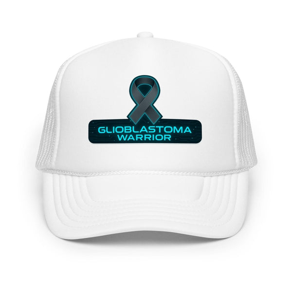 Brain Cancer Neon Ribbon Warrior Trucker Hat - JohnVsGBMWhite
