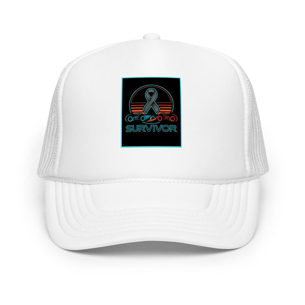 Brain Cancer Neon Survivor Trucker Hat - JohnVsGBMWhite