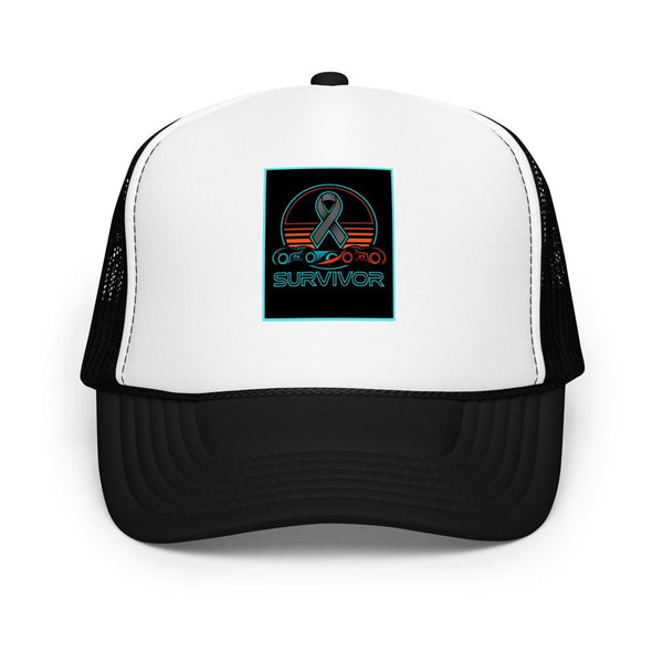Brain Cancer Neon Survivor Trucker Hat - JohnVsGBMBlack / White / Black