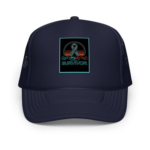 Brain Cancer Neon Survivor Trucker Hat - JohnVsGBMNavy