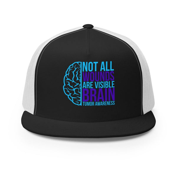 Brain Cancer Neon Trucker Cap - JohnVsGBMBlack/ White