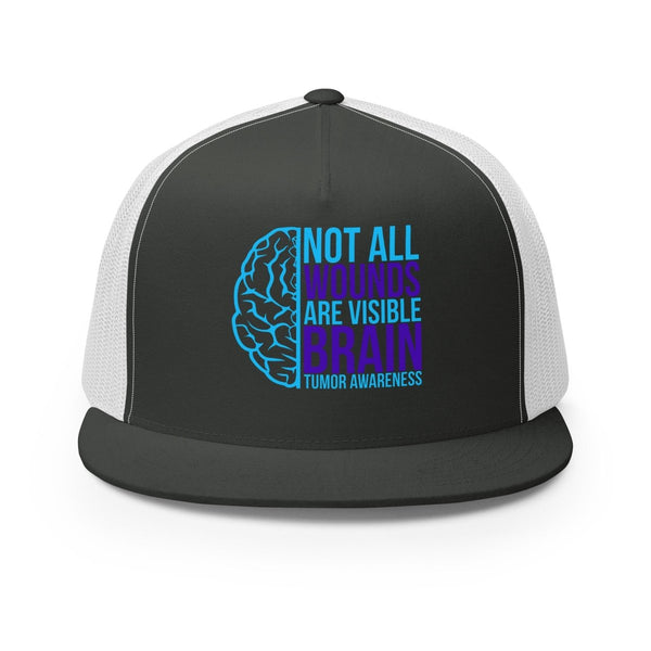 Brain Cancer Neon Trucker Cap - JohnVsGBMCharcoal/ White