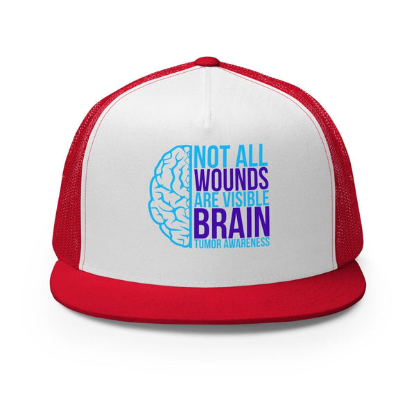 Brain Cancer Neon Trucker Cap - JohnVsGBMRed/ White/ Red