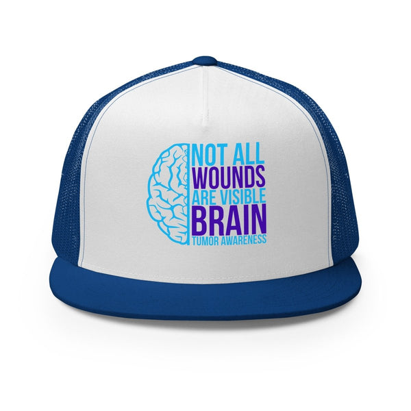 Brain Cancer Neon Trucker Cap - JohnVsGBMRoyal/ White/ Royal