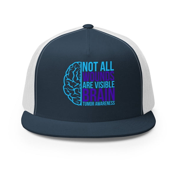Brain Cancer Neon Trucker Cap - JohnVsGBMNavy/ White