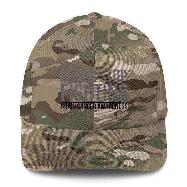 Brain Cancer Never Stop Fitted Cap - JohnVsGBMMulticam GreenS/M