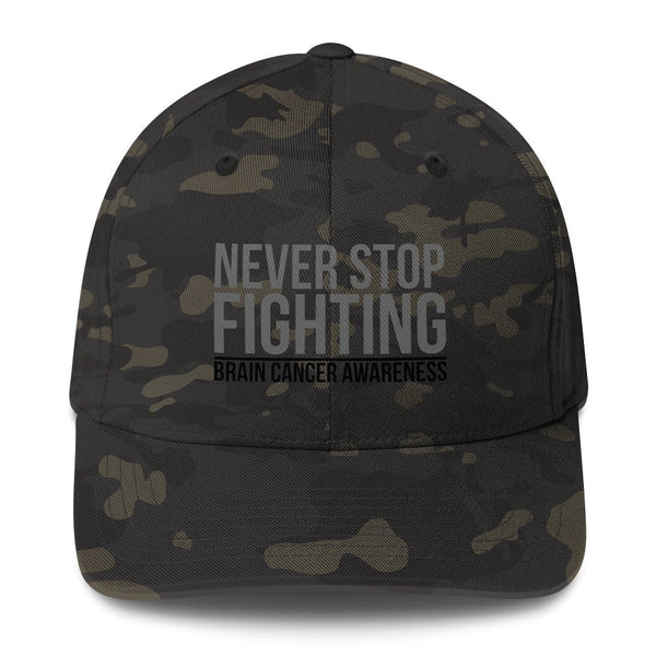 Brain Cancer Never Stop Fitted Cap - JohnVsGBMMulticam BlackS/M