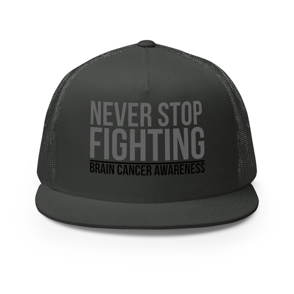 Brain Cancer Never Stop Trucker Cap - JohnVsGBMCharcoal