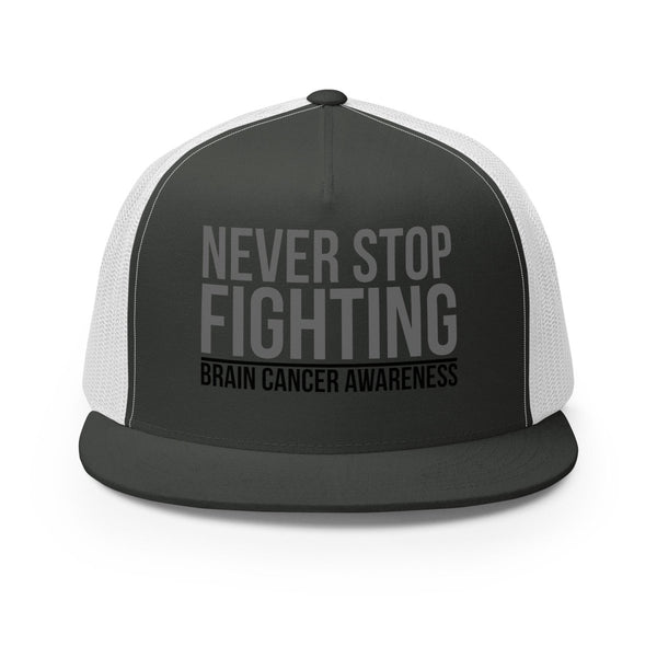 Brain Cancer Never Stop Trucker Cap - JohnVsGBMCharcoal/ White