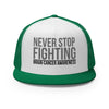 Brain Cancer Never Stop Trucker Cap - JohnVsGBMKelly/ White/ Kelly
