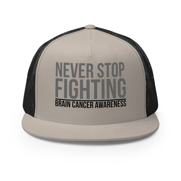 Brain Cancer Never Stop Trucker Cap - JohnVsGBMSilver/ Black