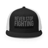 Brain Cancer Never Stop Trucker Cap - JohnVsGBMBlack/ White