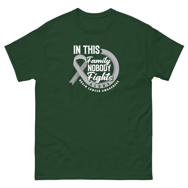 Brain Cancer Nobody Fights Tee - JohnVsGBMForest GreenS