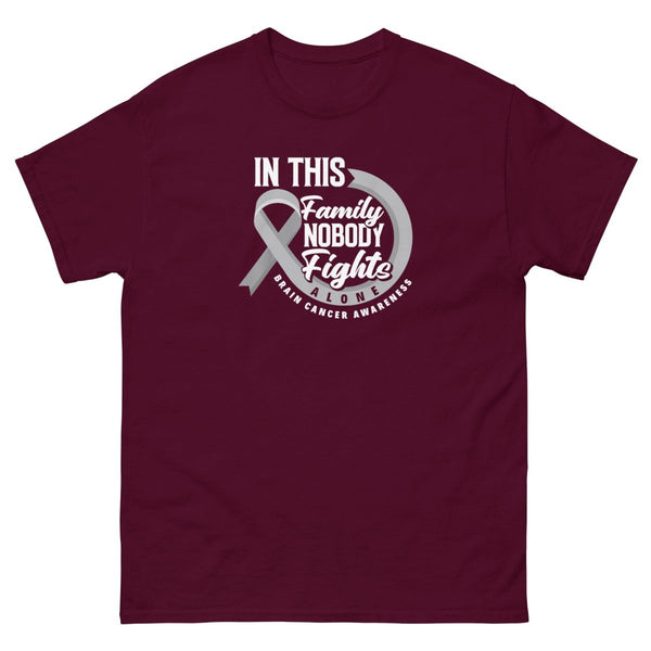 Brain Cancer Nobody Fights Tee - JohnVsGBMMaroonS
