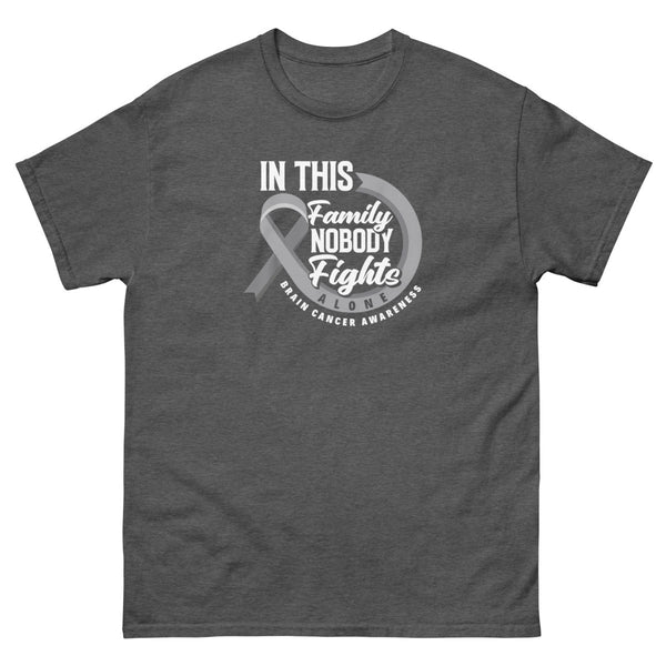 Brain Cancer Nobody Fights Tee - JohnVsGBMDark HeatherS