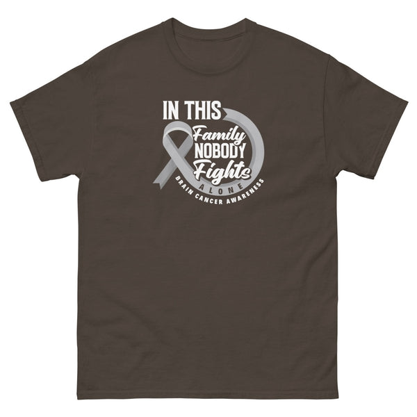 Brain Cancer Nobody Fights Tee - JohnVsGBMDark ChocolateS