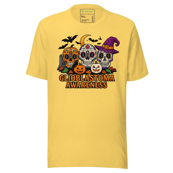 Brain Cancer Sugar Skull Tee - JohnVsGBMYellowS