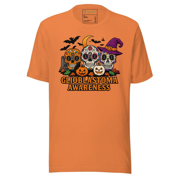 Brain Cancer Sugar Skull Tee - JohnVsGBMBurnt OrangeXS