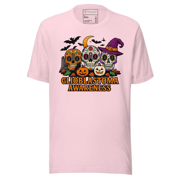 Brain Cancer Sugar Skull Tee - JohnVsGBMSoft PinkS