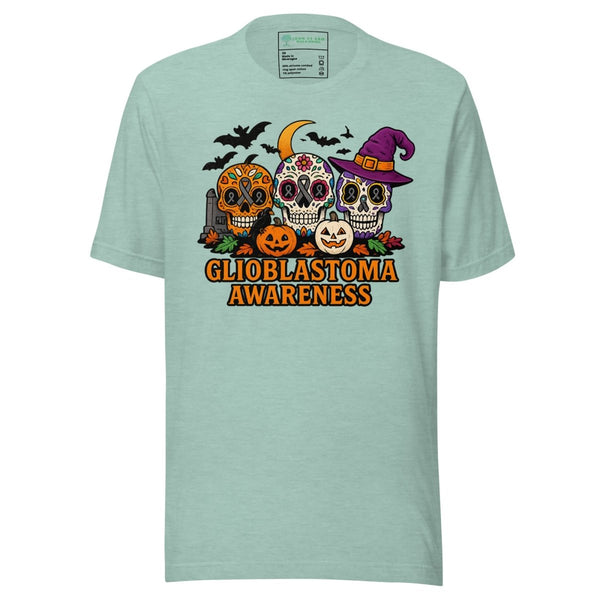 Brain Cancer Sugar Skull Tee - JohnVsGBMHeather Prism Dusty BlueXS
