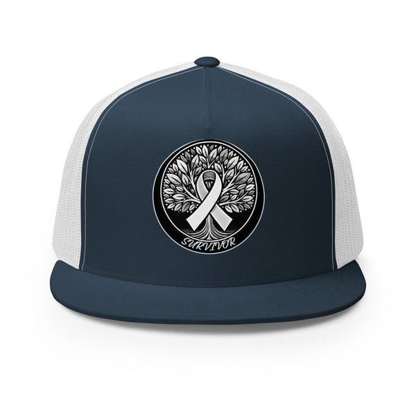 Brain Cancer Survivor Trucker Cap - JohnVsGBMNavy/ White