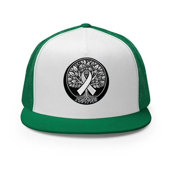 Brain Cancer Survivor Trucker Cap - JohnVsGBMKelly/ White/ Kelly